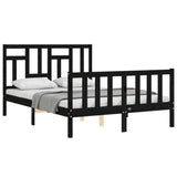 Bed Frame without Mattress Black 135x190 cm Solid Wood Pine