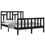 Bed Frame without Mattress Black 135x190 cm Solid Wood Pine
