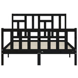 Bed Frame without Mattress Black 135x190 cm Solid Wood Pine - Rear View