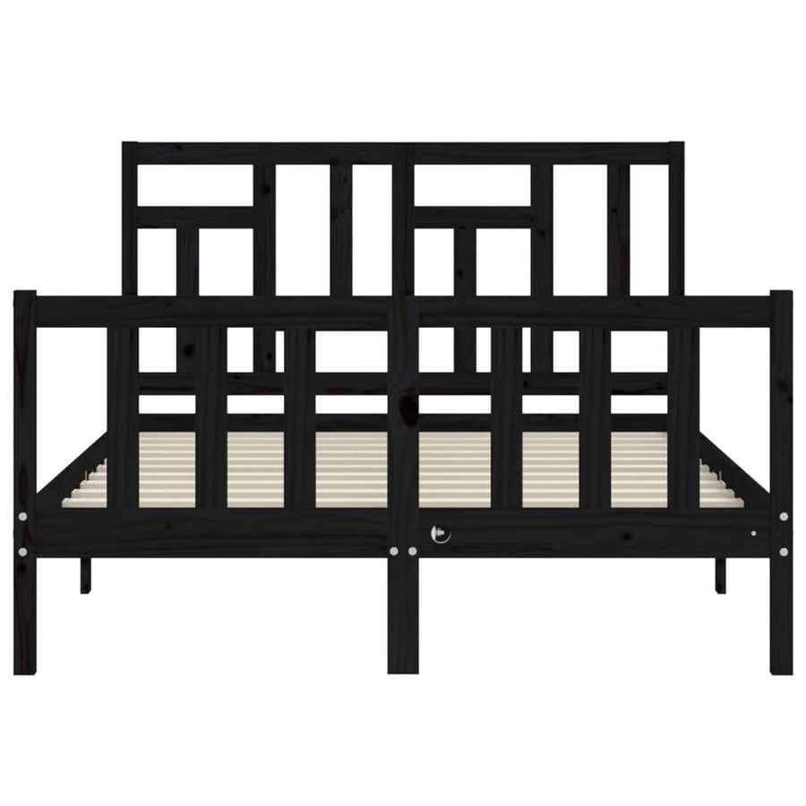 Bed Frame without Mattress Black 135x190 cm Solid Wood Pine