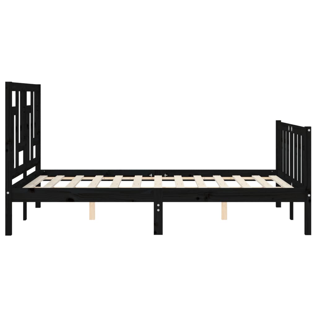 Bed Frame without Mattress Black 135x190 cm Solid Wood Pine