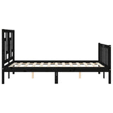 Bed Frame without Mattress Black 135x190 cm Solid Wood Pine - Close-Up Angle