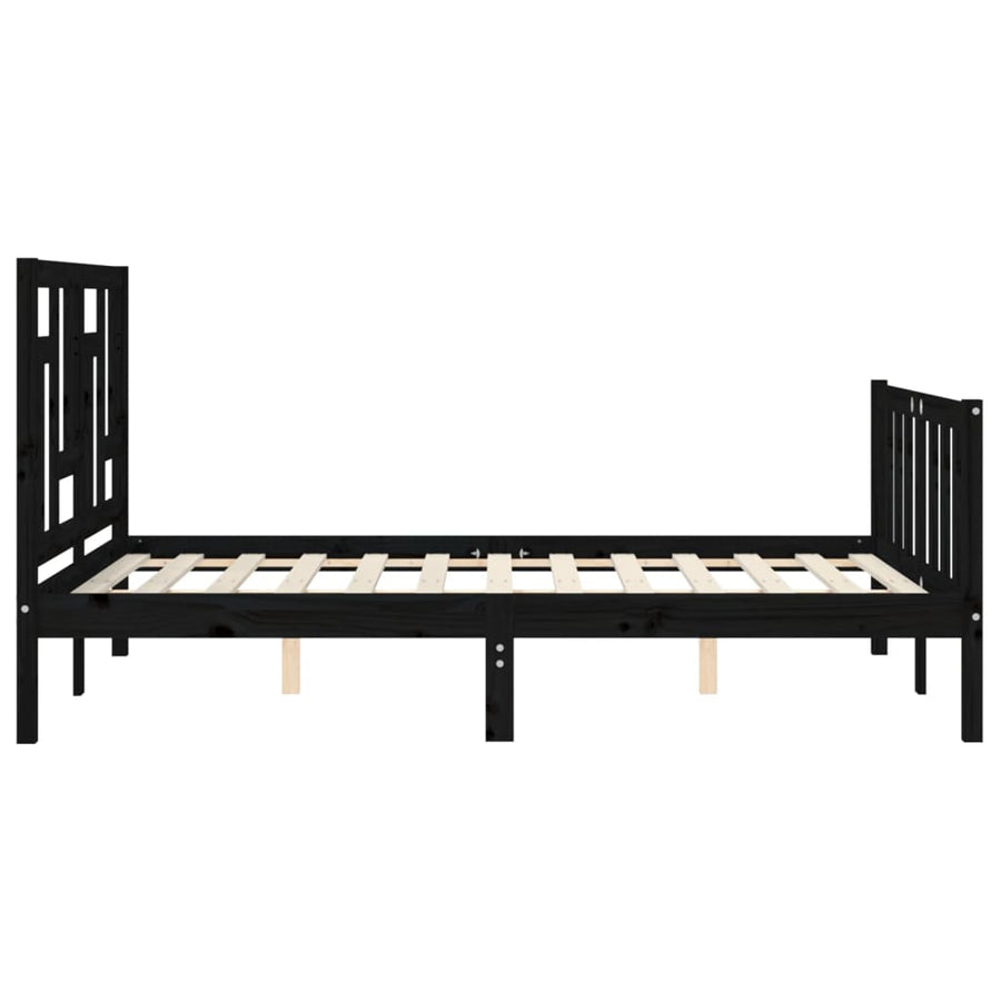 Bed Frame without Mattress Black 135x190 cm Solid Wood Pine