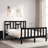 Bed Frame without Mattress Black 135x190 cm Solid Wood Pine