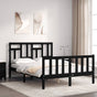 Bed Frame without Mattress Black 135x190 cm Solid Wood Pine