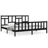 Bed Frame without Mattress Black 183x203 cm King Solid Wood Pine