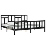 Bed Frame without Mattress Black 183x203 cm King Solid Wood Pine - Top-Down View