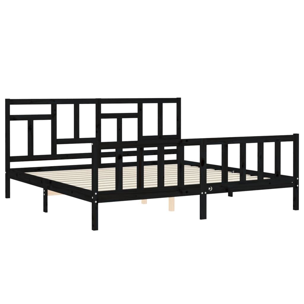 Bed Frame without Mattress Black 183x203 cm King Solid Wood Pine