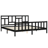 Bed Frame without Mattress Black 183x203 cm King Solid Wood Pine - 45-Degree Angle