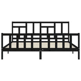 Bed Frame without Mattress Black 183x203 cm King Solid Wood Pine