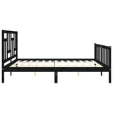 Bed Frame without Mattress Black 183x203 cm King Solid Wood Pine - Close-Up Angle