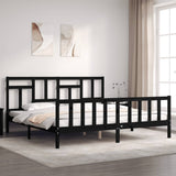 Bed Frame without Mattress Black 183x203 cm King Solid Wood Pine
