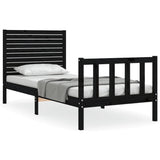 Bed Frame without Mattress Black 90x190 cm Solid Wood Pine