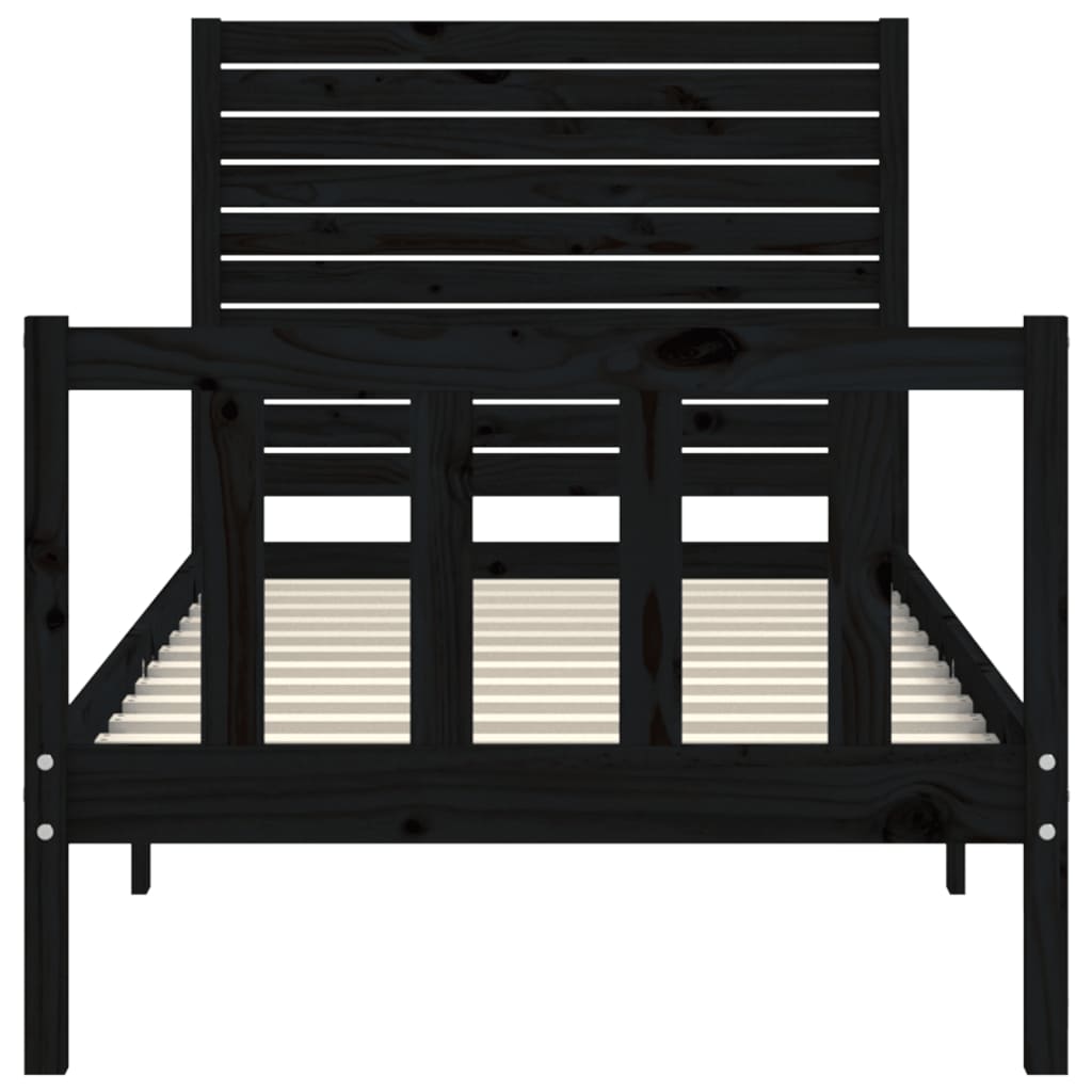 Bed Frame without Mattress Black 90x190 cm Solid Wood Pine