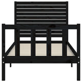 Bed Frame without Mattress Black 90x190 cm Solid Wood Pine