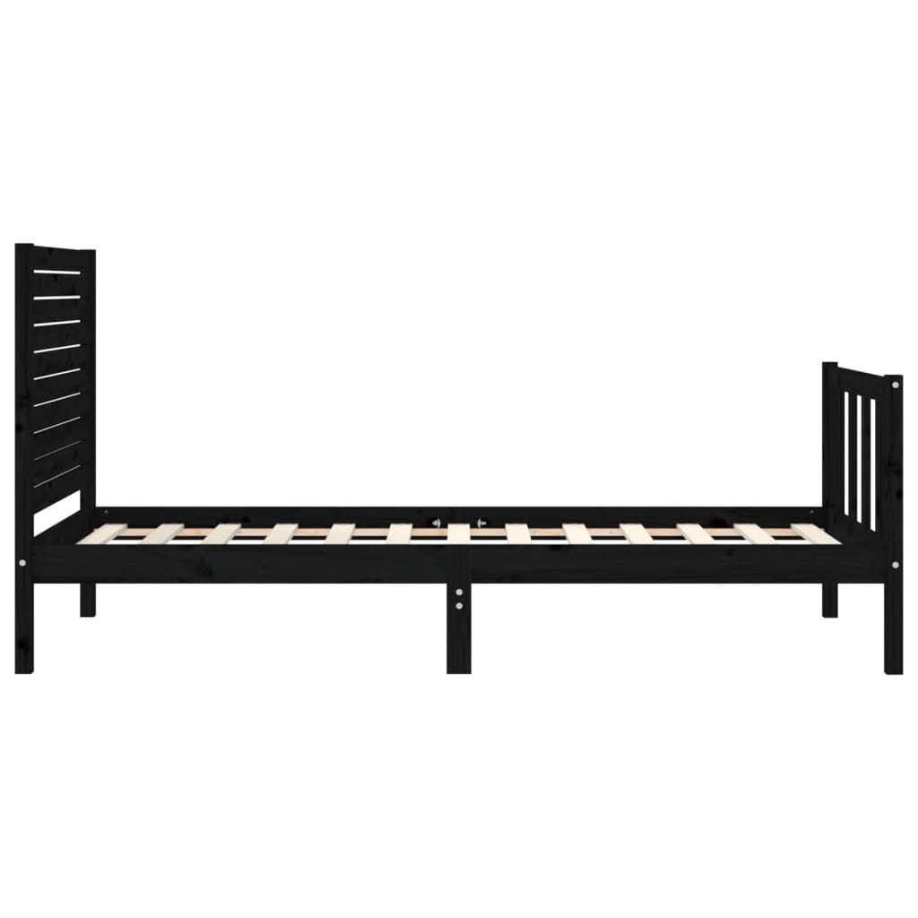 Bed Frame without Mattress Black 90x190 cm Solid Wood Pine