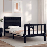 Bed Frame without Mattress Black 90x190 cm Solid Wood Pine