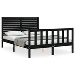 Bed Frame without Mattress Black 135x190 cm Solid Wood Pine