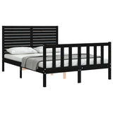 Bed Frame without Mattress Black 135x190 cm Solid Wood Pine - Top-Down View