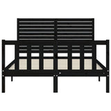 Bed Frame without Mattress Black 135x190 cm Solid Wood Pine - Rear View