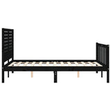 Bed Frame without Mattress Black 135x190 cm Solid Wood Pine - Close-Up Angle