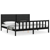 Bed Frame without Mattress Black 183x203 cm King Solid Wood Pine