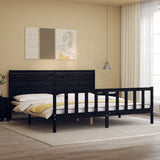 Bed Frame without Mattress Black 183x203 cm King Solid Wood Pine