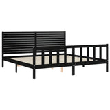 Bed Frame without Mattress Black 183x203 cm King Solid Wood Pine - 45-Degree Angle