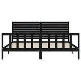 Bed Frame without Mattress Black 183x203 cm King Solid Wood Pine - Rear View