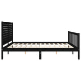 Bed Frame without Mattress Black 183x203 cm King Solid Wood Pine - Close-Up Angle