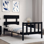 Bed Frame without Mattress Black 90x190 cm Solid Wood Pine