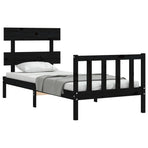 Bed Frame without Mattress Black 90x190 cm Solid Wood Pine