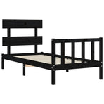 Bed Frame without Mattress Black 90x190 cm Solid Wood Pine