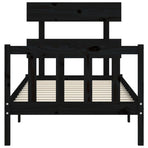 Bed Frame without Mattress Black 90x190 cm Solid Wood Pine