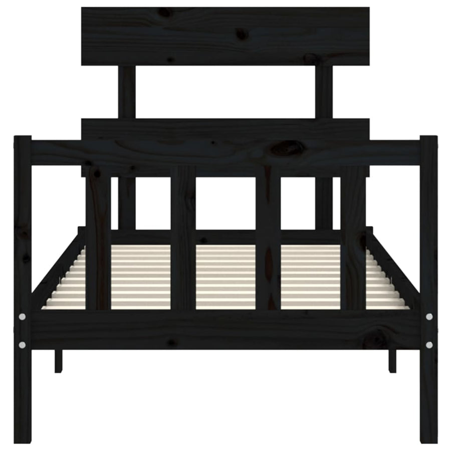Bed Frame without Mattress Black 90x190 cm Solid Wood Pine