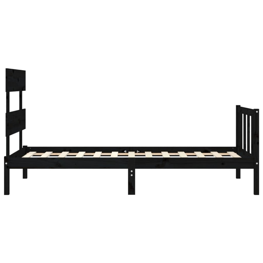 Bed Frame without Mattress Black 90x190 cm Solid Wood Pine