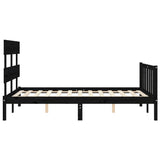 Bed Frame without Mattress Black 135x190 cm Solid Wood Pine