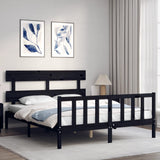 Bed Frame without Mattress Black 150x200 cm Solid Wood Pine - Side View