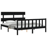 Bed Frame without Mattress Black 150x200 cm Solid Wood Pine - Top-Down View