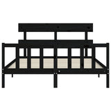Bed Frame without Mattress Black 150x200 cm Solid Wood Pine - Rear View
