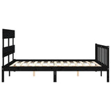 Bed Frame without Mattress Black 150x200 cm Solid Wood Pine - Close-Up Angle