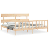 Bed Frame without Mattress 183x203 cm King Solid Wood Pine - Front View