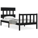 Bed Frame without Mattress Black 90x190 cm Solid Wood Pine