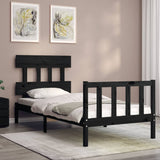 Bed Frame without Mattress Black 90x190 cm Solid Wood Pine