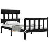 Bed Frame without Mattress Black 90x190 cm Solid Wood Pine