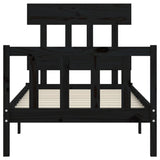 Bed Frame without Mattress Black 90x190 cm Solid Wood Pine