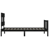 Bed Frame without Mattress Black 90x190 cm Solid Wood Pine - Close-Up Angle