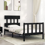 Bed Frame without Mattress Black 90x190 cm Solid Wood Pine