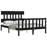 Bed Frame without Mattress Black 135x190 cm Solid Wood Pine - Top-Down View