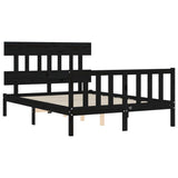 Bed Frame without Mattress Black 135x190 cm Solid Wood Pine - 45-Degree Angle